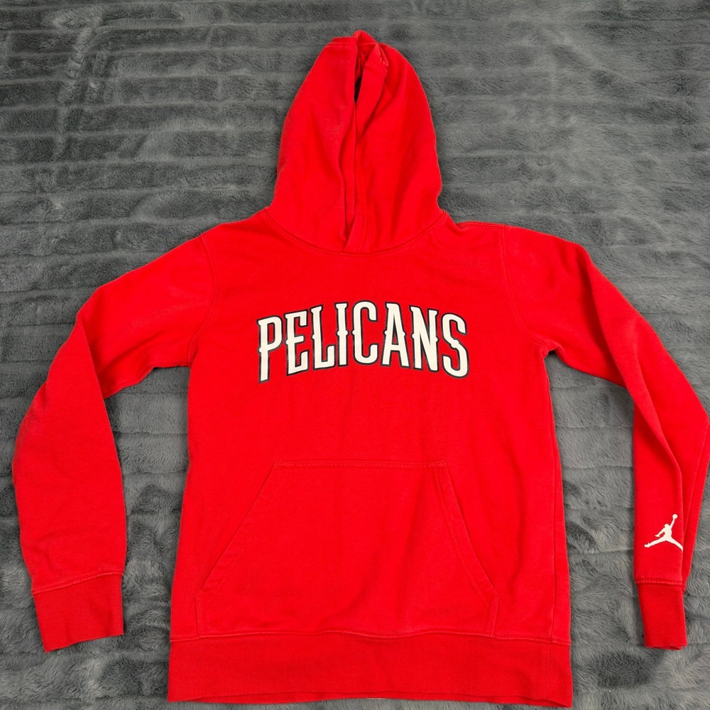Jordan NBA New Orleans Pelicans Kids Red Pullover Hoodie Size M 10/12 14249